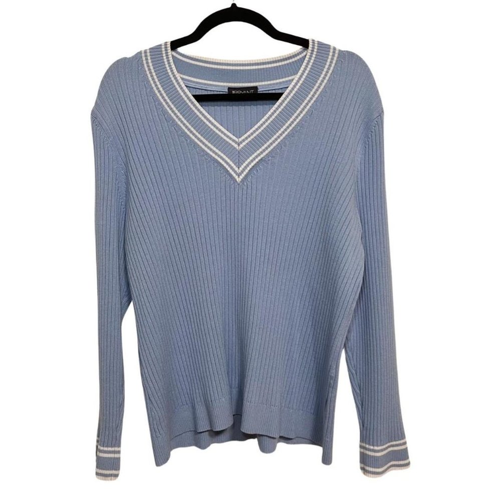 Lane Bryant V-Neck Blue Cricket Sweater - Picture 3 of 4